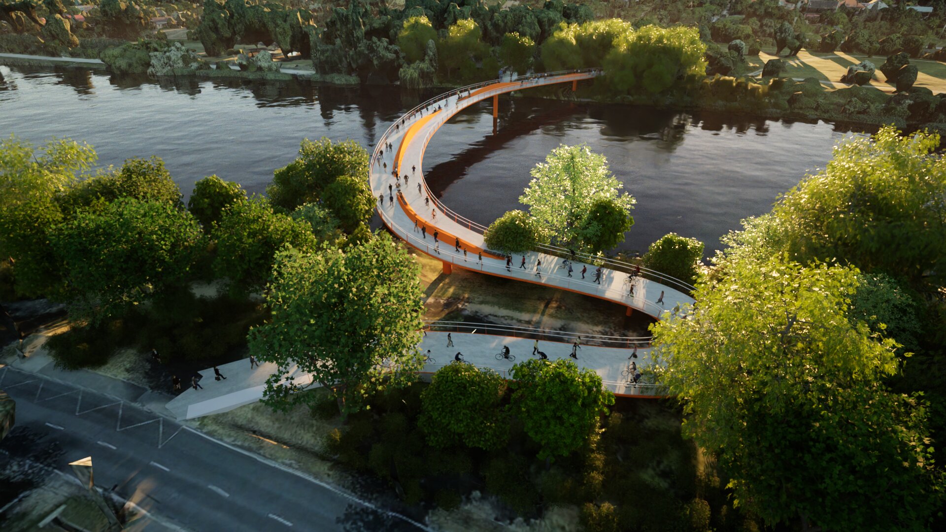 Pedestrian bridge at Molnár Island